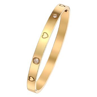 "Hearts" Bracelet, 18K Gold Plated Steel