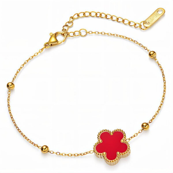 "Flower" Bracelet, 18K Gold Plated Steel
