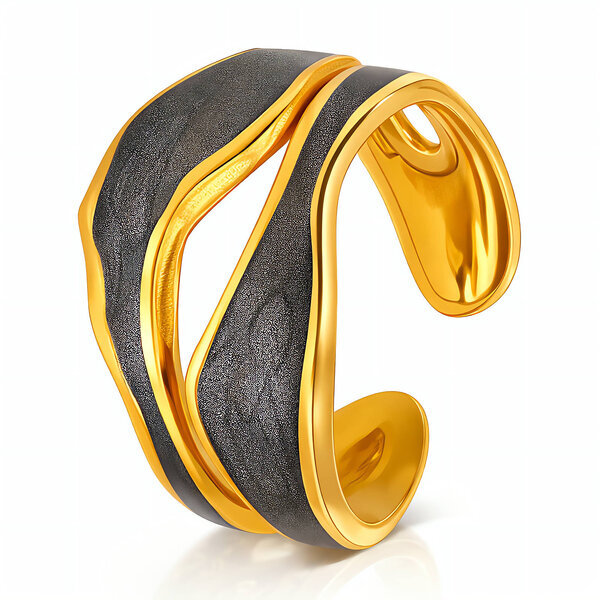 Ring, 18K Gold Plated Steel