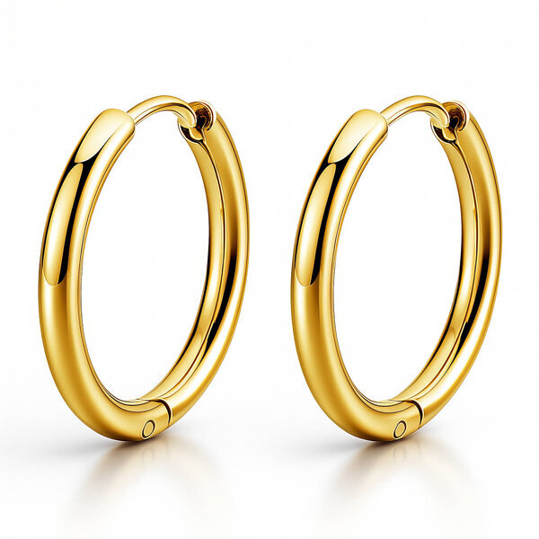 Earrings, 18K Gold Plated Steel
