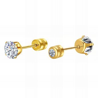 Earrings, 18K Gold Plated Steel