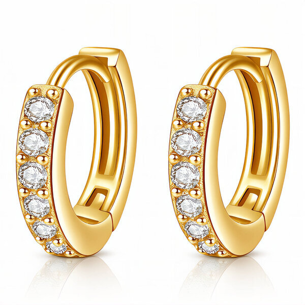 Earrings, 18K Gold Plated Brass