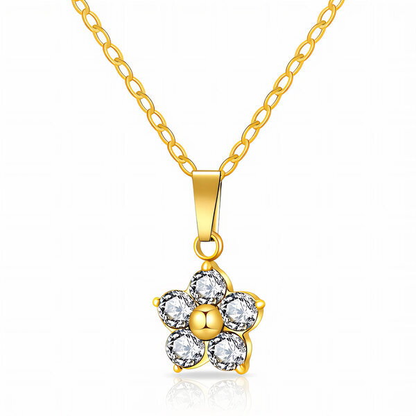 "Flower" Necklace, 18K Gold Plated Steel