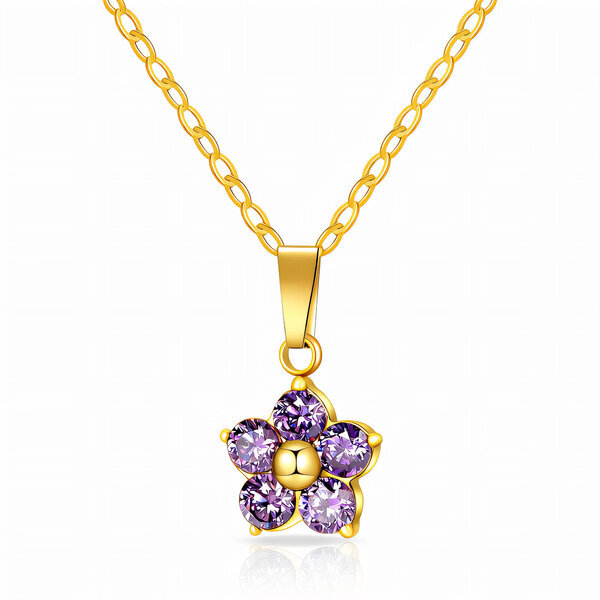 "Flower" Necklace, 18K Gold Plated Steel