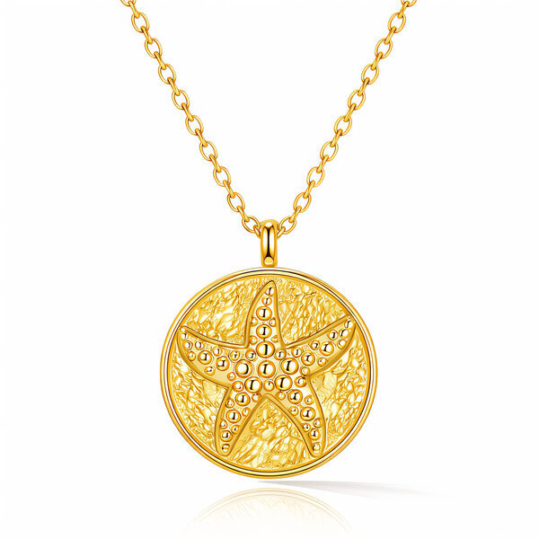 "Starfish" Necklace, 18K Gold Plated Steel