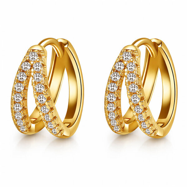 Earrings, 18K Gold Plated Brass