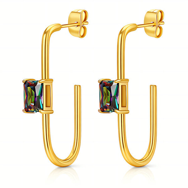 Earrings, 18K Gold Plated Steel