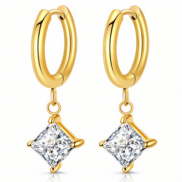 Earrings, 18K Gold Plated Steel