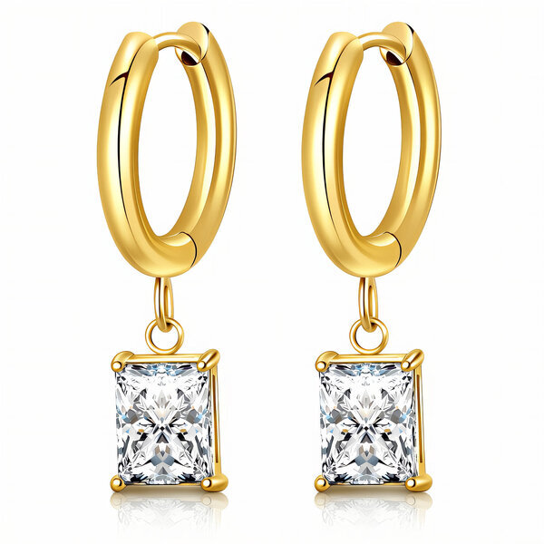 Earrings, 18K Gold Plated Steel