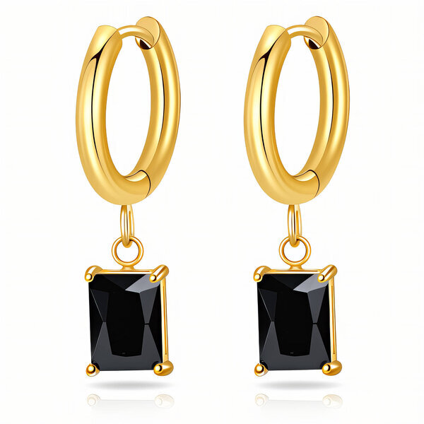 Earrings, 18K Gold Plated Steel