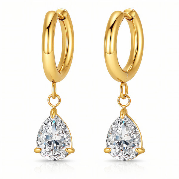 Earrings, 18K Gold Plated Steel