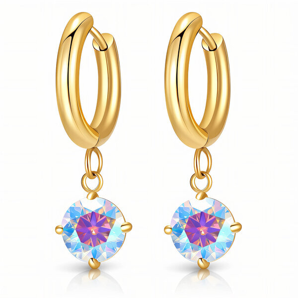 Earrings, 18K Gold Plated Steel
