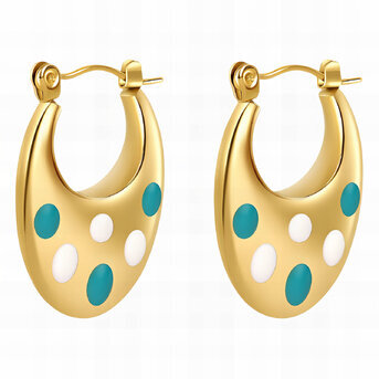 Earrings, 18K Gold Plated Steel
