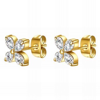 18K gold plated Stainless steel  "Flowers" earrings, Intensity