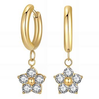 18K gold plated Stainless steel  "Flower" earrings, Intensity