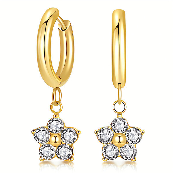 "Flowers" Earrings, 18K Gold Plated Steel