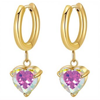 18K gold plated Stainless steel  "Heart" earrings, Intensity