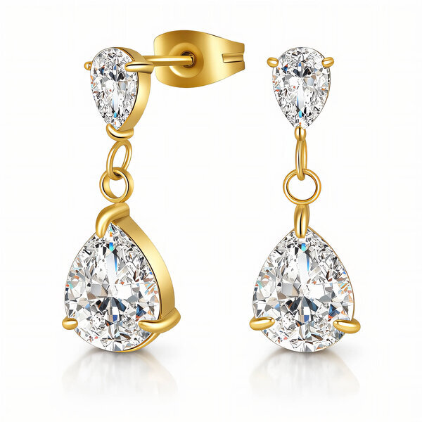 Earrings, 18K Gold Plated Steel