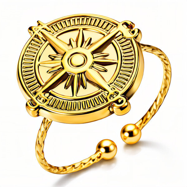 "Compass" Ring, 18K Gold Plated Steel