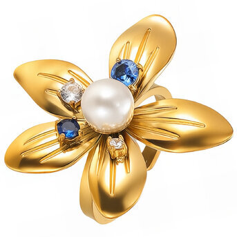 "Flower" Ring, 18K Gold Plated Steel