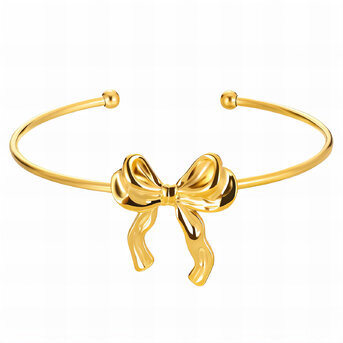 "Bow" Bracelet, 18K Gold Plated Steel