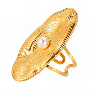 Ring, 18K Gold Plated Steel