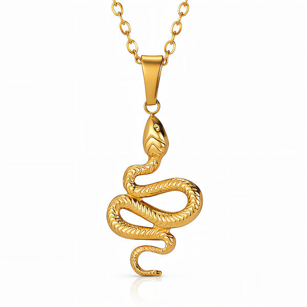 "Snake" Necklace, 18K Gold Plated Steel