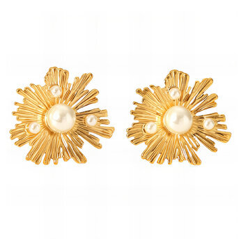 18K gold plated Stainless steel  "Flowers" earrings, Intensity