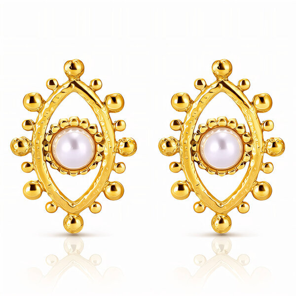 "Evil Eyes" Earrings, 18K Gold Plated Steel