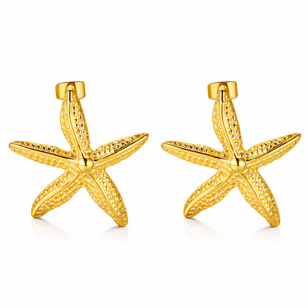 "Starfish" Earrings, 18K Gold Plated Steel