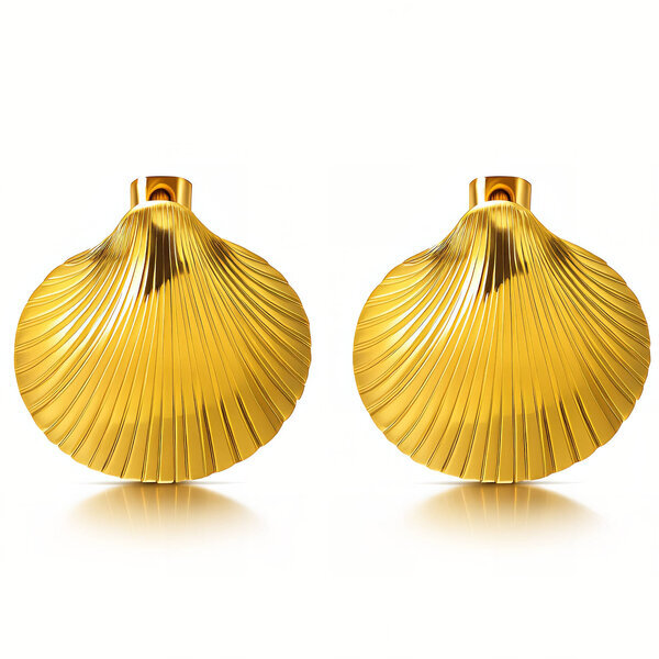 "Seashells" Earrings, 18K Gold Plated Steel