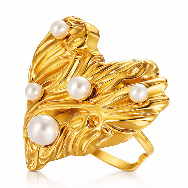 "Heart" Ring, 18K Gold Plated Steel