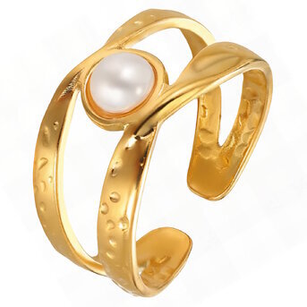 Ring, 18K Gold Plated Steel