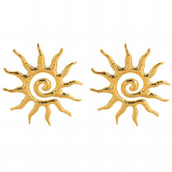 "Sun" Earrings, 18K Gold Plated Steel