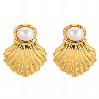 "Seashells" Earrings, 18K Gold Plated Steel