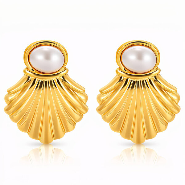 "Seashells" Earrings, 18K Gold Plated Steel