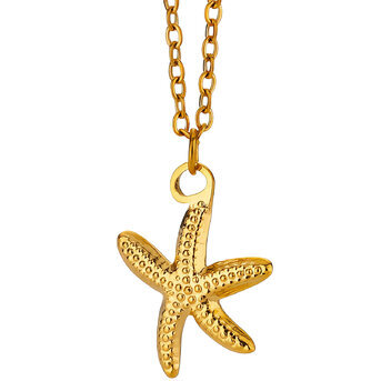 "Starfish" Necklace, 18K Gold Plated Steel