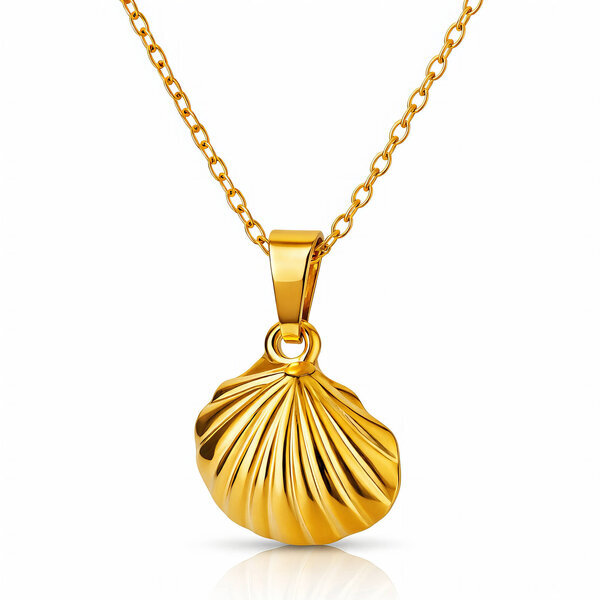 "Seashell" Necklace, 18K Gold Plated Steel
