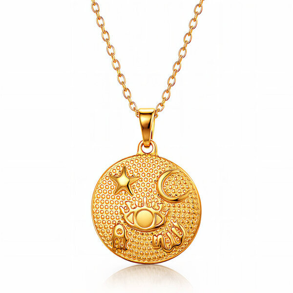 "Evil Eye" Necklace, 18K Gold Plated Steel