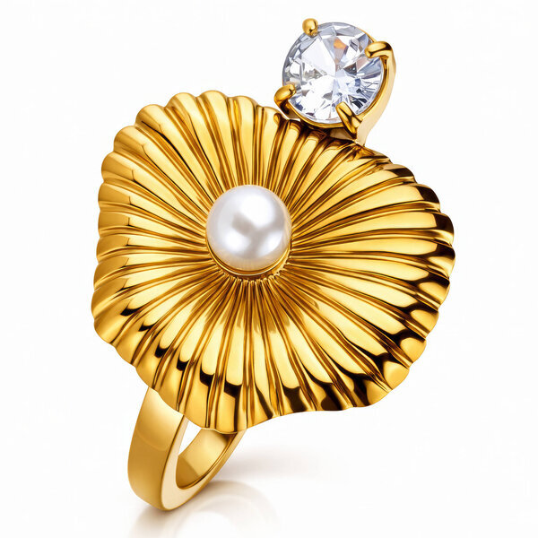 Ring, 18K Gold Plated Steel