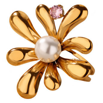 "Flower" Ring, 18K Gold Plated Steel
