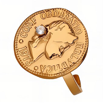 "Coin" Ring, 18K Gold Plated Steel