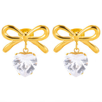 "Bows" Earrings, 18K Gold Plated Steel