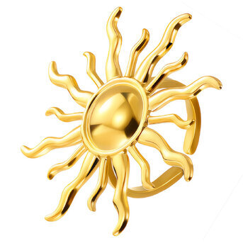 "Sun" Ring, 18K Gold Plated Steel