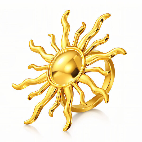 "Sun" Ring, 18K Gold Plated Steel