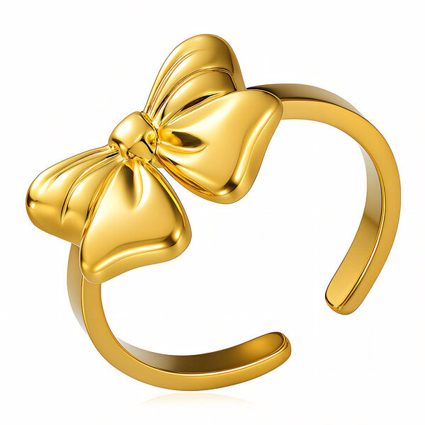 "Bow" Ring, 18K Gold Plated Steel