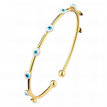 18K gold plated Stainless steel  "Evil Eyes" bracelet, Intensity
