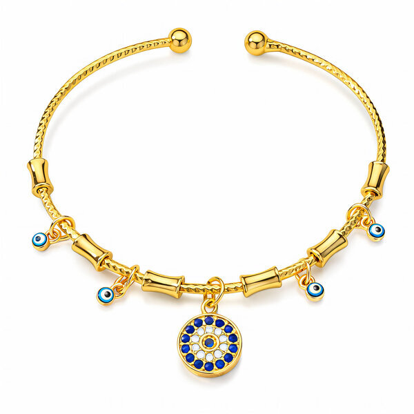 "Evil Eyes" Bracelet, 18K Gold Plated Steel