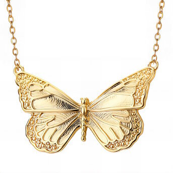"Butterfly" Necklace, 18K Gold Plated Steel