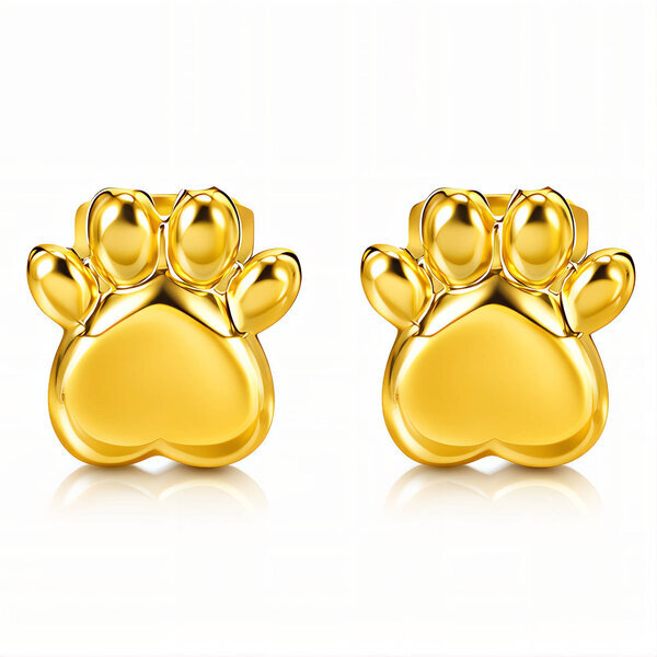 "Cat Paws" Earrings, 18K Gold Plated Steel